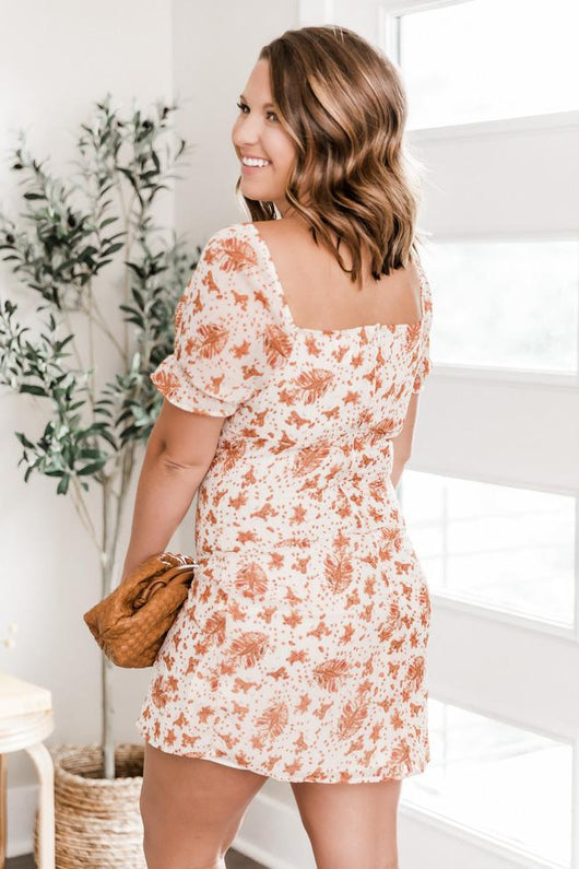 Wild Flower Love Floral Ruched Cream Dress