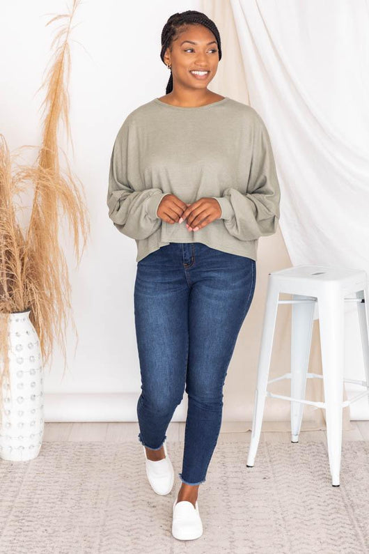 Lovely Spirit Olive Thermal Blouse