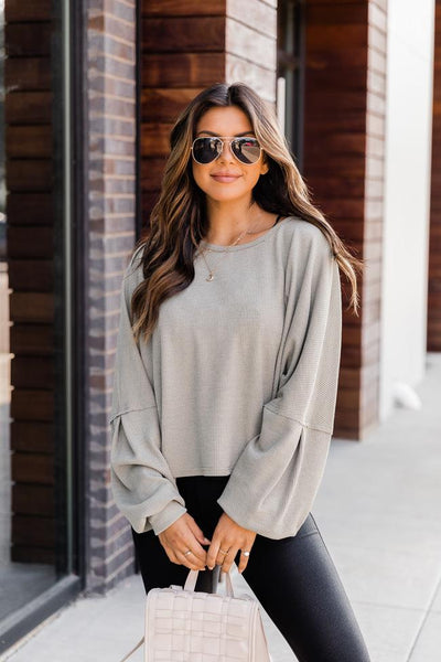 Lovely Spirit Olive Thermal Blouse