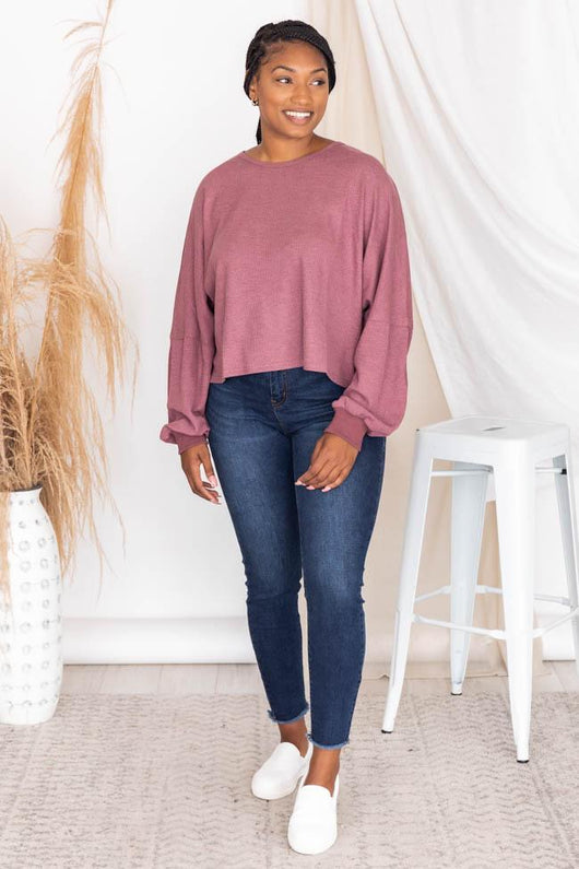 Lovely Spirit Mauve Thermal Blouse