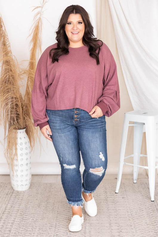 Lovely Spirit Mauve Thermal Blouse
