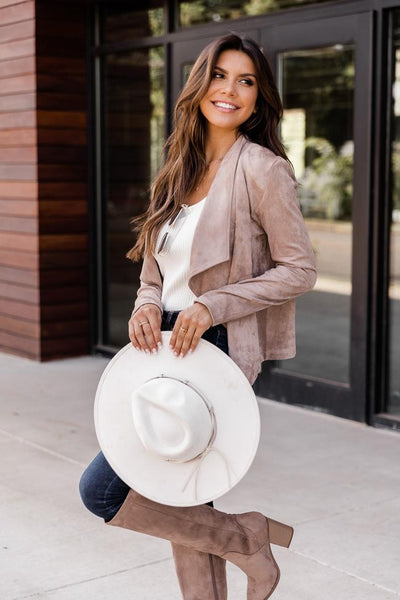 Sounds Of Laughter Taupe Suede Jacket