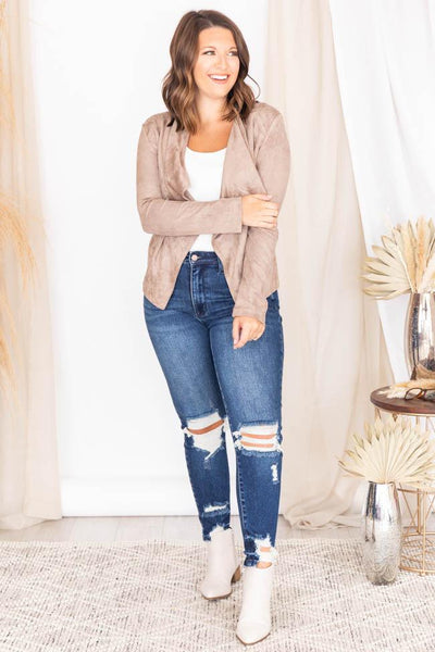 Sounds Of Laughter Taupe Suede Jacket