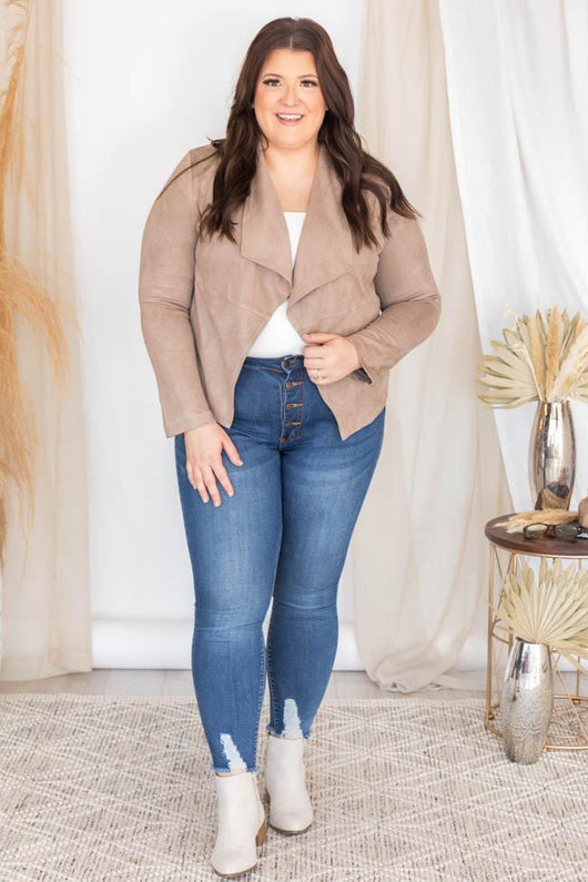 Sounds Of Laughter Taupe Suede Jacket