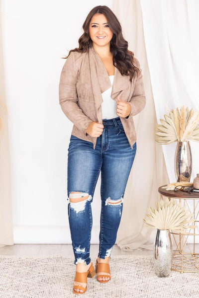 Sounds Of Laughter Taupe Suede Jacket