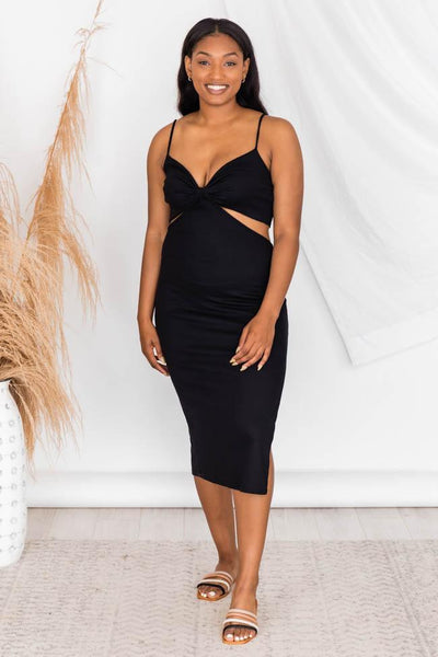 Hit The Dance Floor Black Cut Out Midi Dress