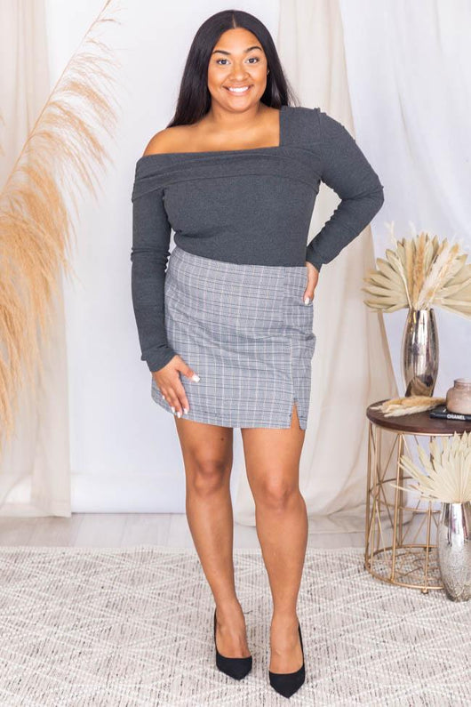 Era Of Us Grey Plaid Skirt