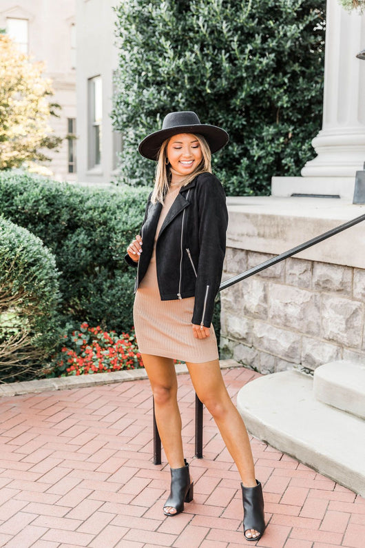 Late Nights Black Suede Moto Jacket