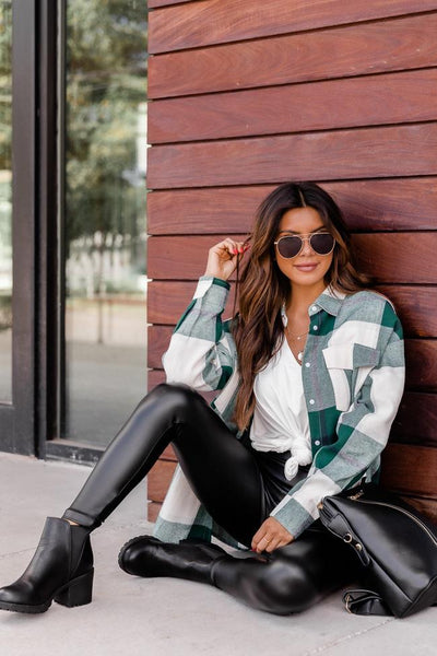 Dreaming Again Green Plaid Blouse