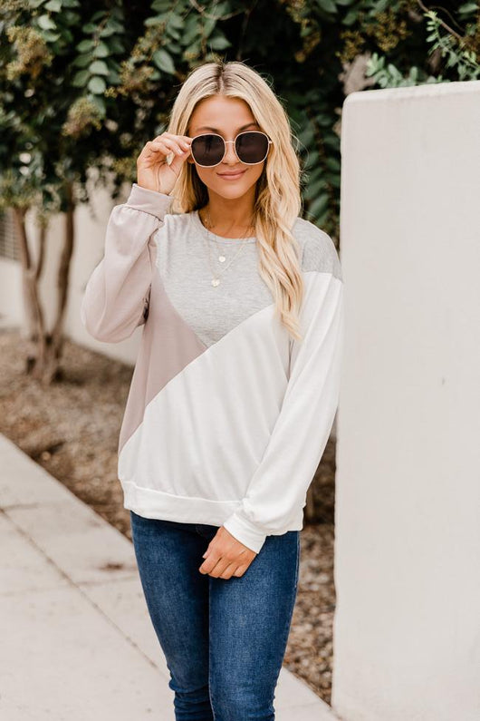 Coffee Run Mocha/Grey Colorblock Pullover