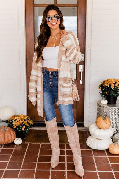 Inspirational Signs Brown/Cream Striped Cardigan FINAL SALE
