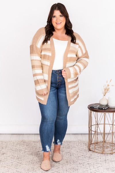 Inspirational Signs Brown/Cream Striped Cardigan FINAL SALE
