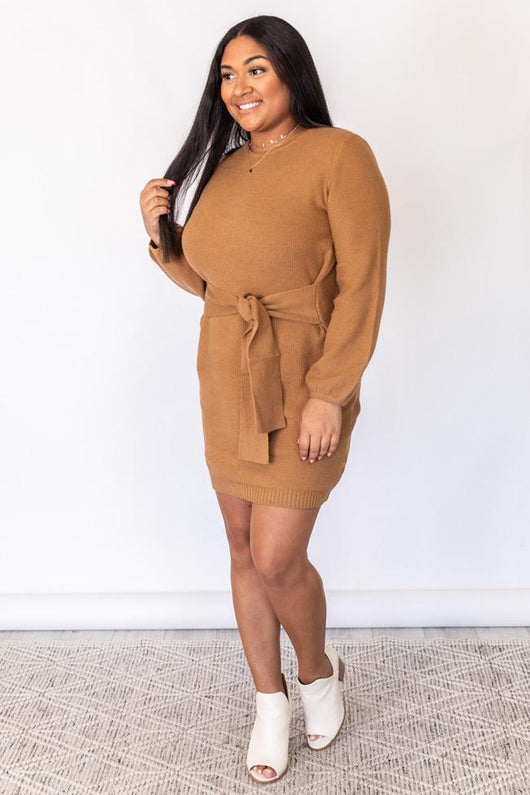 I'm Counting On You Brown Sweater Dress