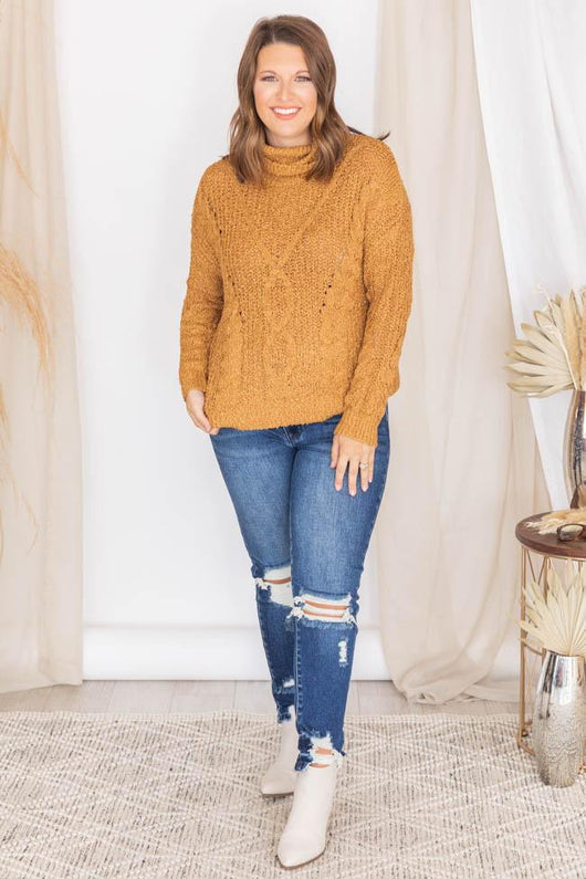 It's Worth It Camel Turtleneck Sweater FINAL SALE