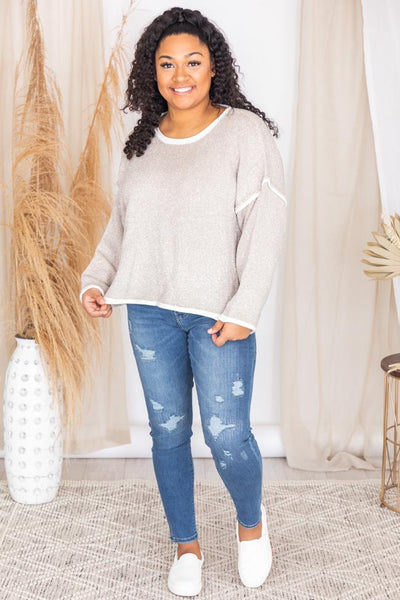 All To Yourself Taupe Crewneck Sweater