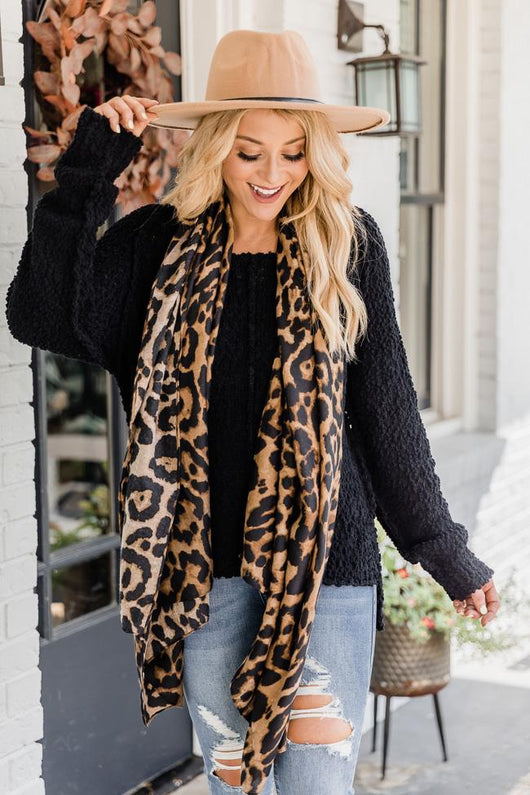 Stop And Remember Me Brown Animal Print Scarf