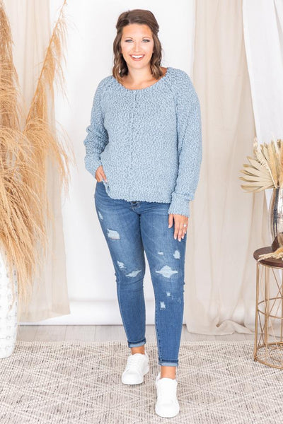 Said It Twice Blue Popcorn Sweater