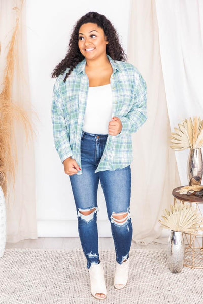 Wishing On Forever Green Plaid Shacket