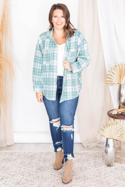 Wishing On Forever Green Plaid Shacket
