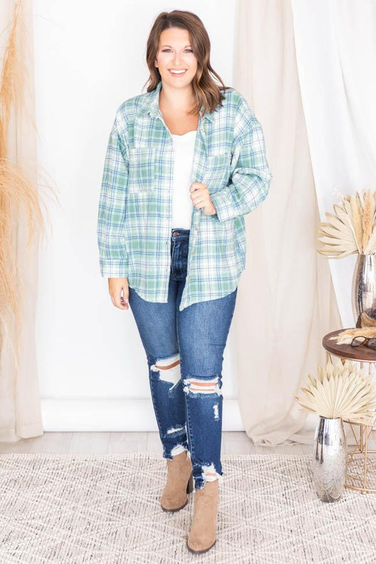 Wishing On Forever Green Plaid Shacket