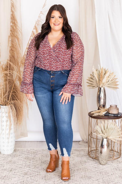 Beautiful Imperfections Brick Wrap Floral Bodysuit