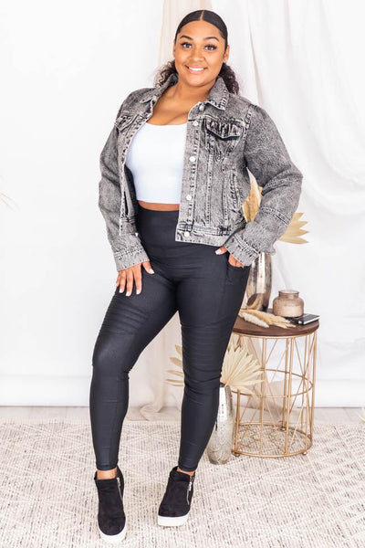 Miles Between Us Charcoal Denim Jacket