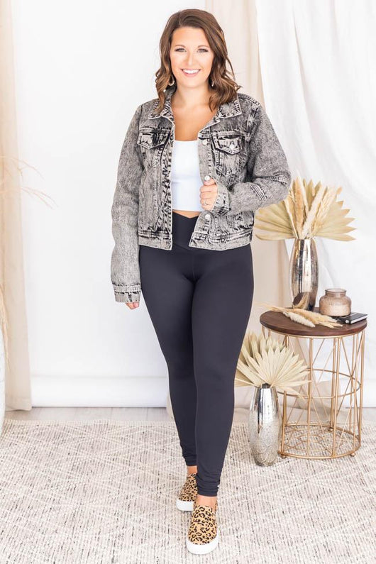 Miles Between Us Charcoal Denim Jacket