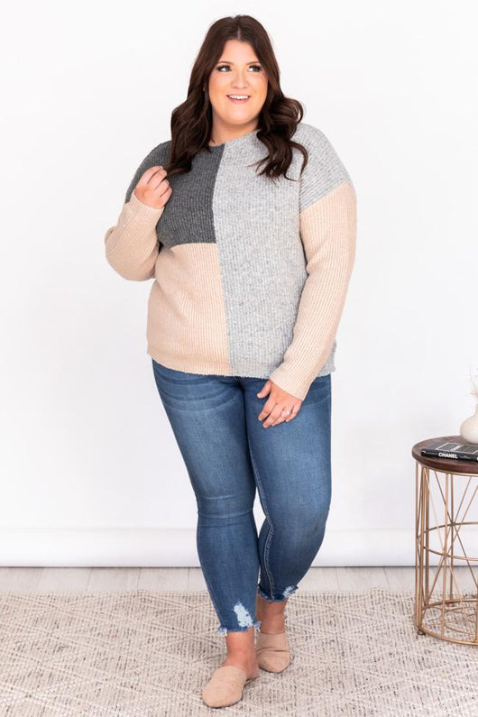 Maybe It's Love Grey Colorblock Sweater