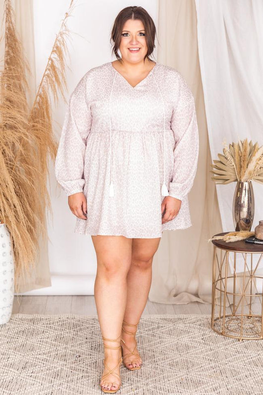 What's Happening Beige Animal Print Dress