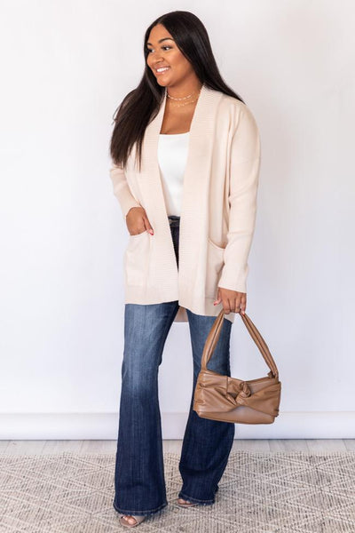 Too Many Times Cream Ribbed Cardigan