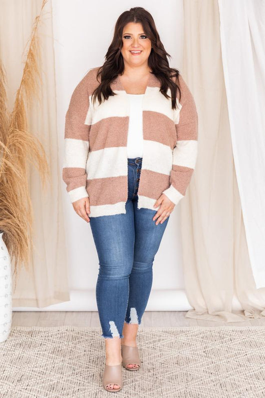 Leaving Lovely Ivory/Mauve Stripe Cardigan
