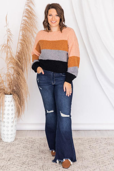 I'll Be Fine Multi Stripe Colorblock Pullover Sweater FINAL SALE