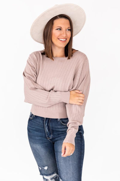 Loving Side Mauve Balloon Sleeve Sweater