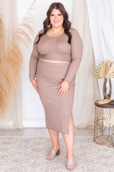 Escape The Night Mocha Ribbed Blouse