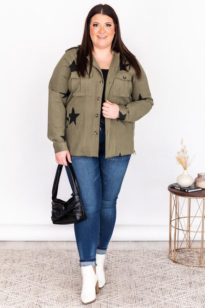 Among The Stars Olive Star Utility Jacket