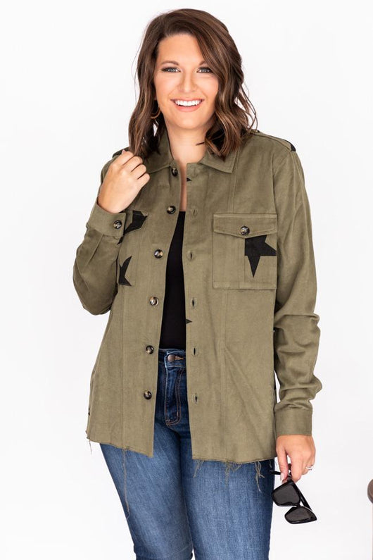 Among The Stars Olive Star Utility Jacket