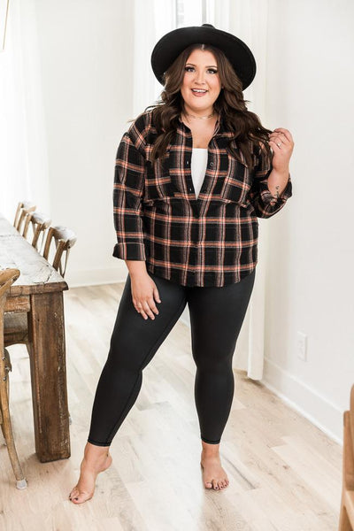 All I Ever Wanted Black Plaid Button Front Blouse