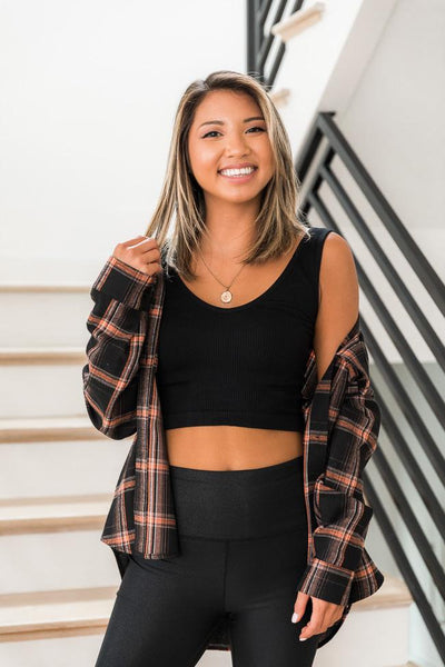 All I Ever Wanted Black Plaid Button Front Blouse