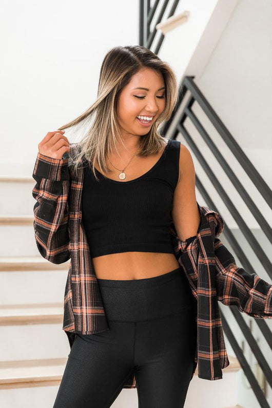 All I Ever Wanted Black Plaid Button Front Blouse