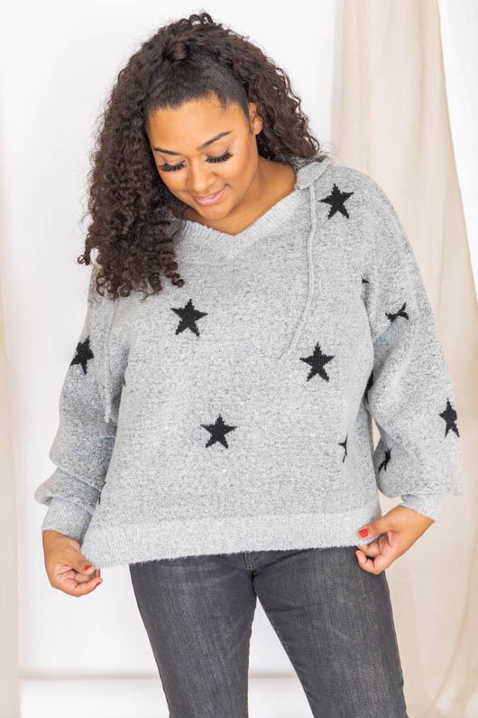 Night Time Sky Star Print Sweater Hoodie