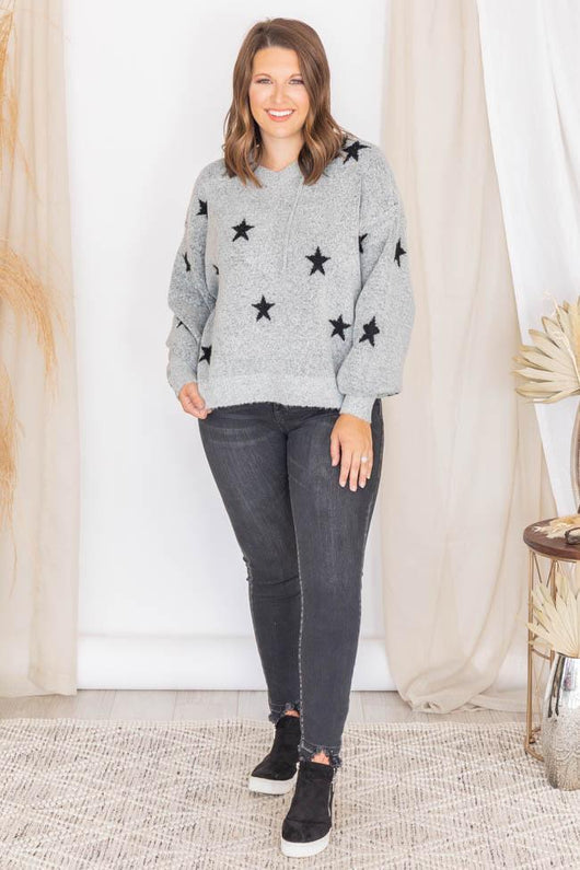Night Time Sky Star Print Sweater Hoodie