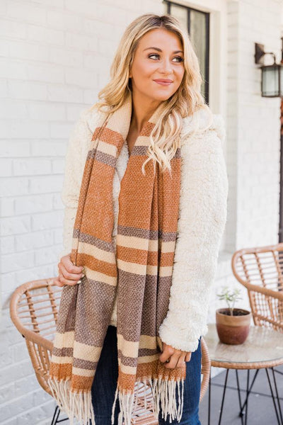 The Week Ahead Brown Fringe Scarf