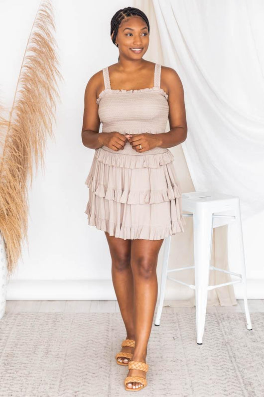 Steal Your Sunshine Taupe Smocked Cropped Tank FINAL SALE