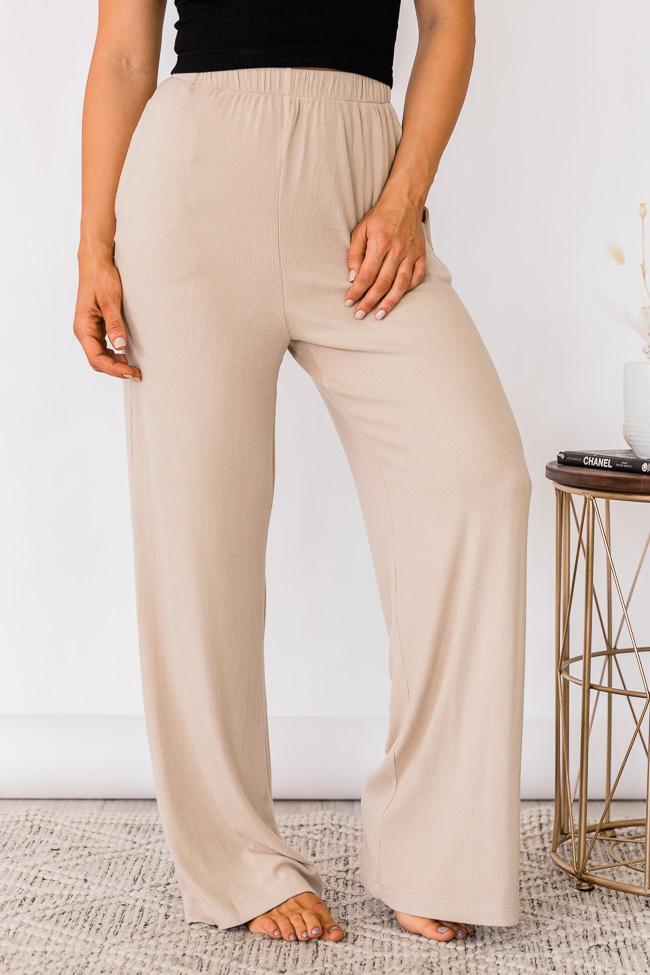 Greatly Adored Beige Ribbed Lounge Pants