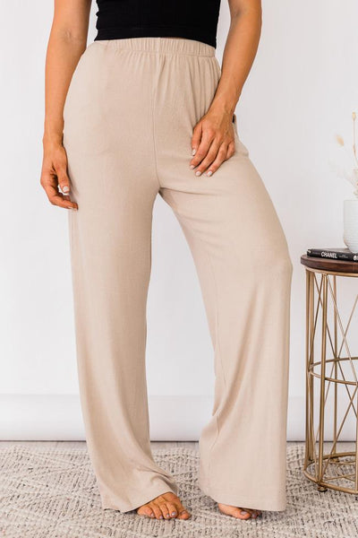 Greatly Adored Beige Ribbed Lounge Pants