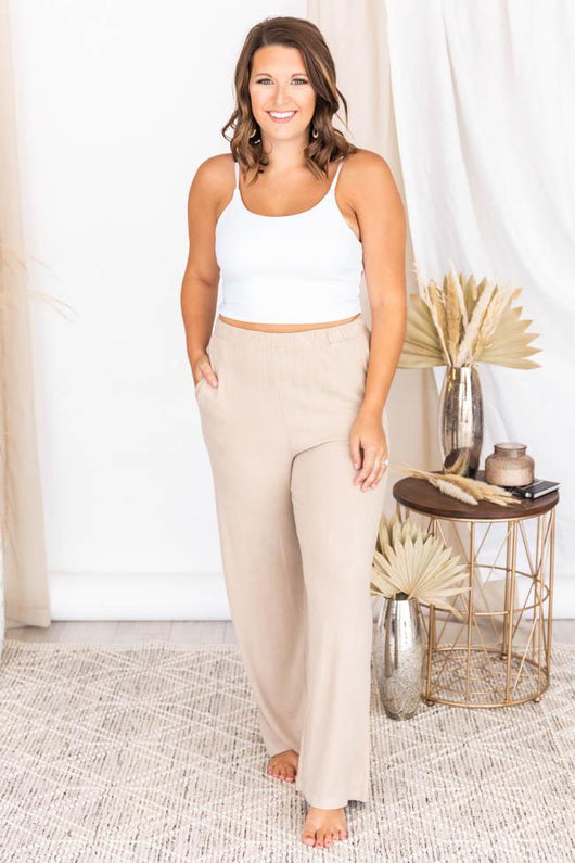 Greatly Adored Beige Ribbed Lounge Pants