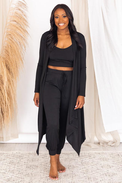 A New Dawn Black Ribbed Joggers