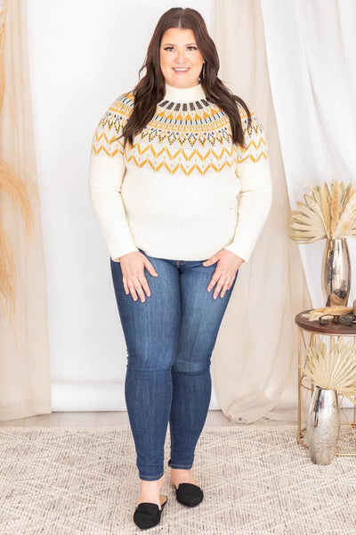 Under The Same Sky Mustard Fair Isle Sweater