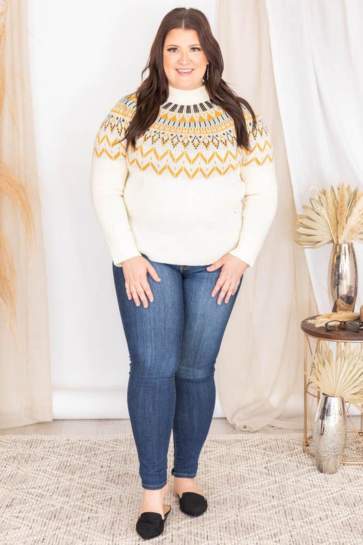 Under The Same Sky Mustard Fair Isle Sweater