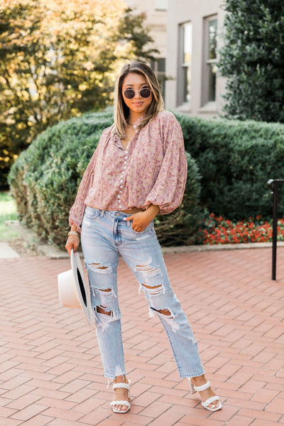 Destiny Surprise Floral Button Down Blouse FINAL SALE